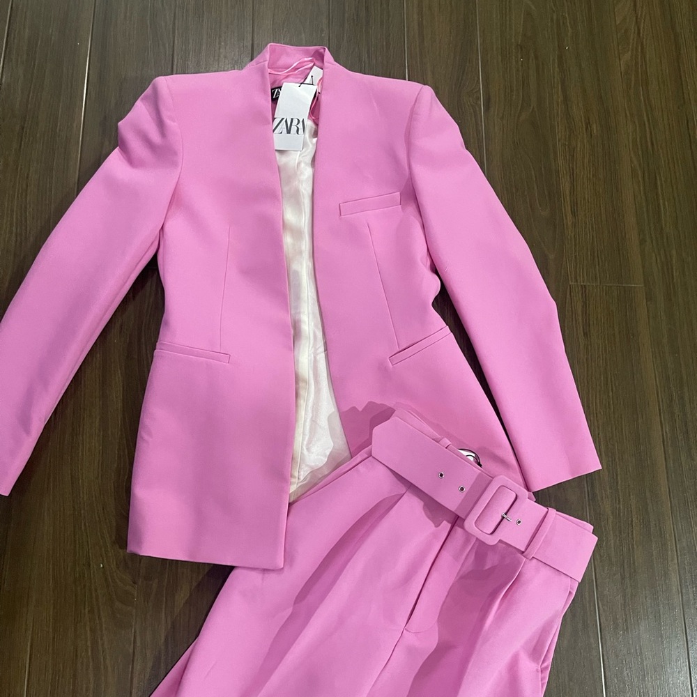 - Zara pink belted classic Pant Suit - Picture 6 of 13